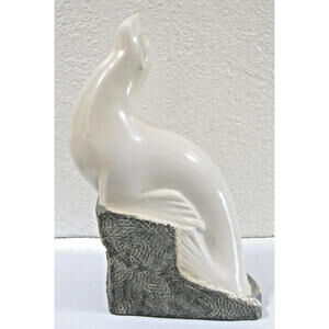 Vincent Glinsky White Snow Seal on Rough Gray Cliff 11 1/4" Foundry Stone